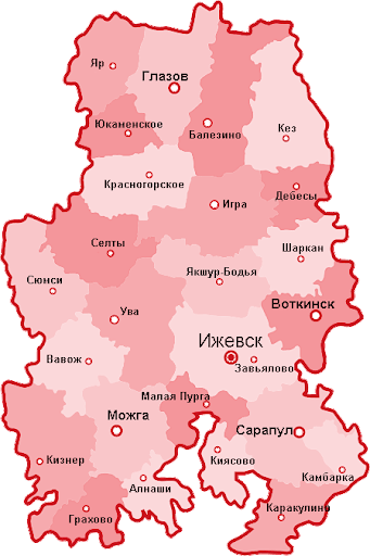 Удмуртская республика карта россии